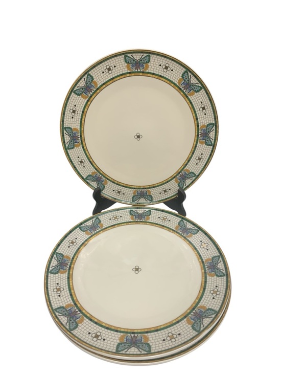 Anthropologie Other - Anthropologie Bistro Garden Dinner Plates Blue Butterfly Gold Trim 10.5" Set 3